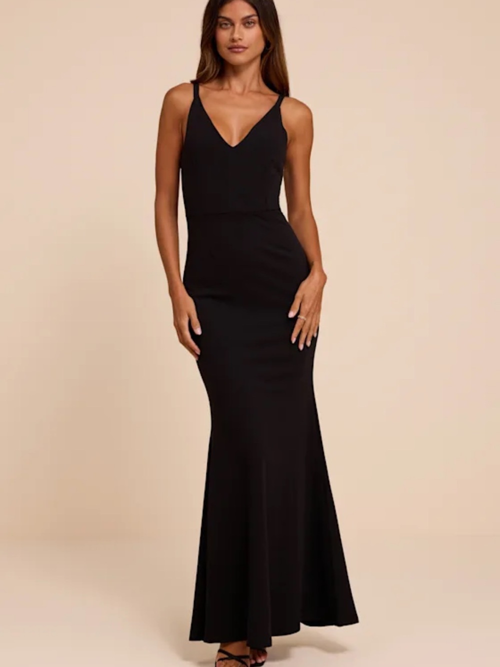 Nwt Lulus black vneck crepe mermaid maxi dress